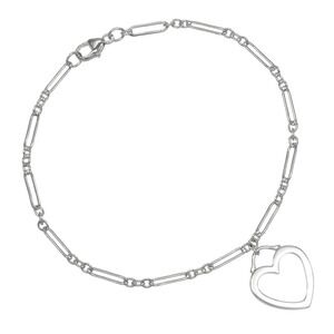 TIFFANY Authentic 18k Silver Heart Charm Bracelet